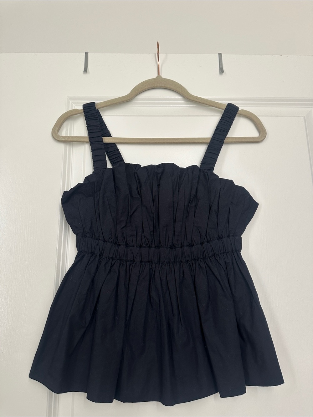 Cleobella Black Ruched Strap Cotton Tank Top